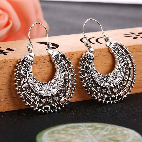 Any 2/$20! Silver Open Work Boho Ear Wire Earrings - Picture 2 of 6